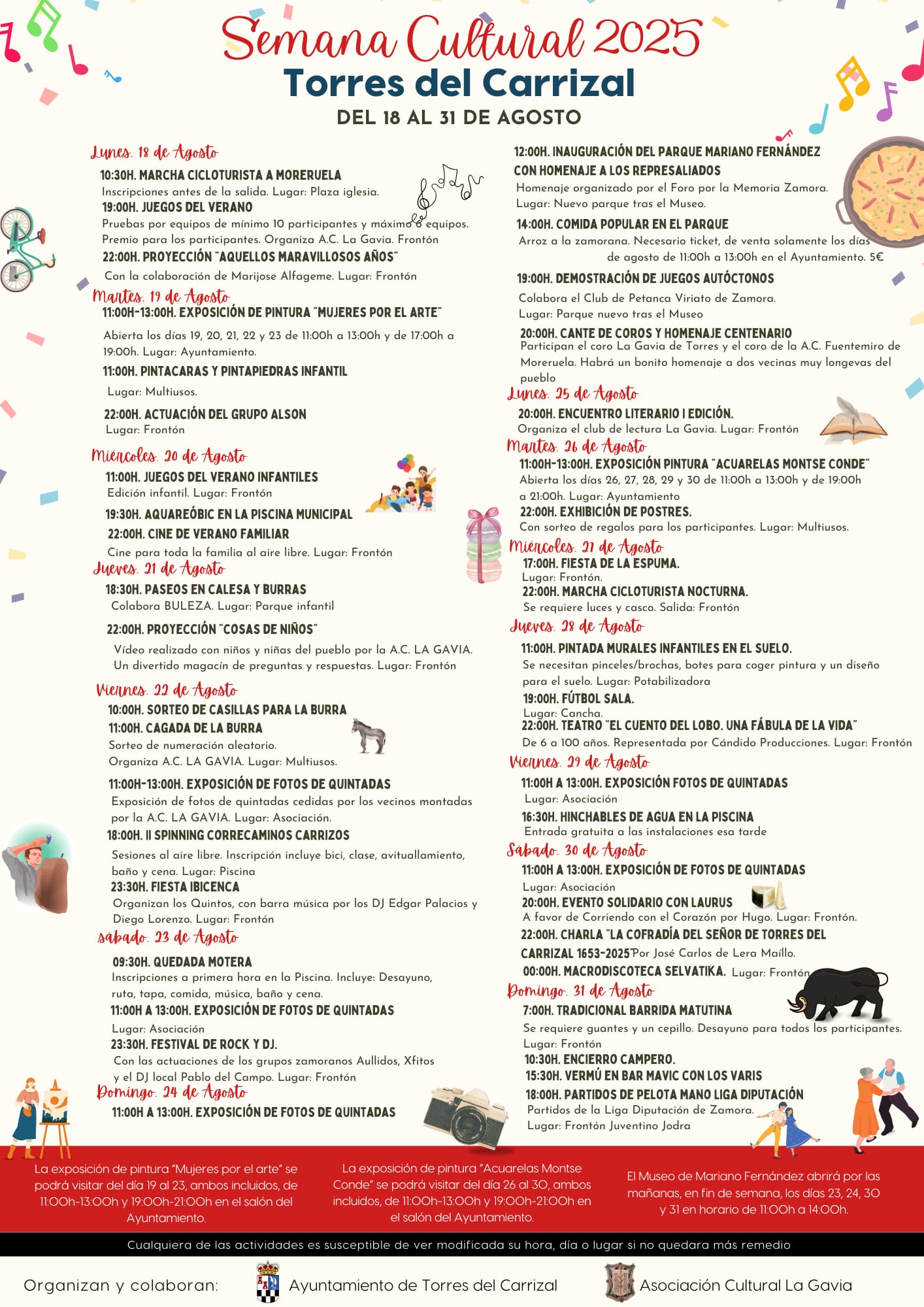 Calendario semana cultural de torres del carrizal 2025