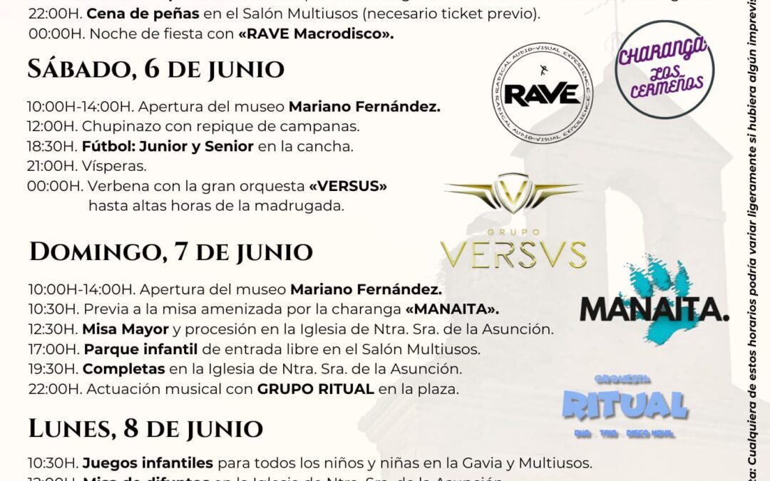 Programa fiestas del domingo del señor2026