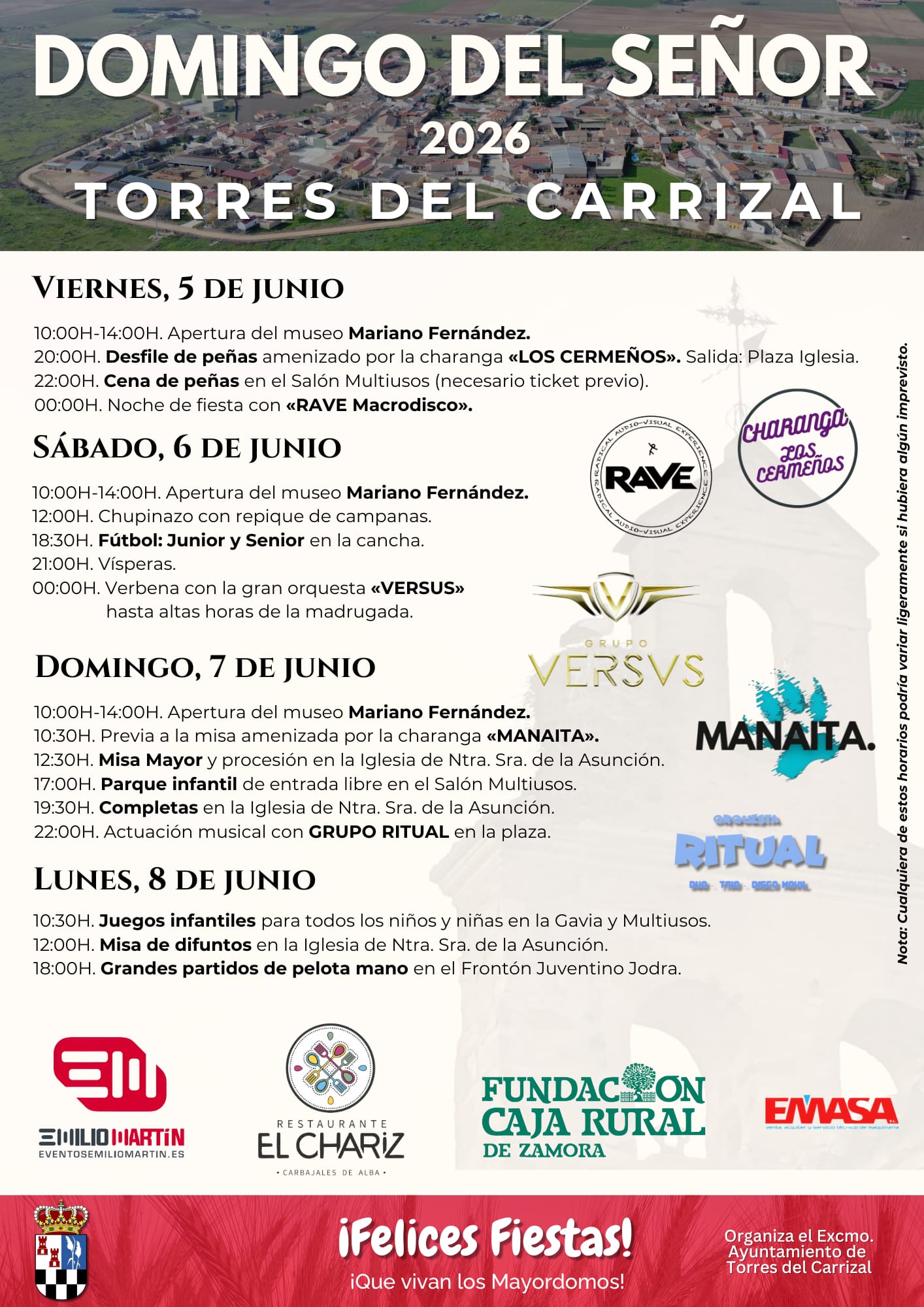 Programa fiestas del domingo del señor2026